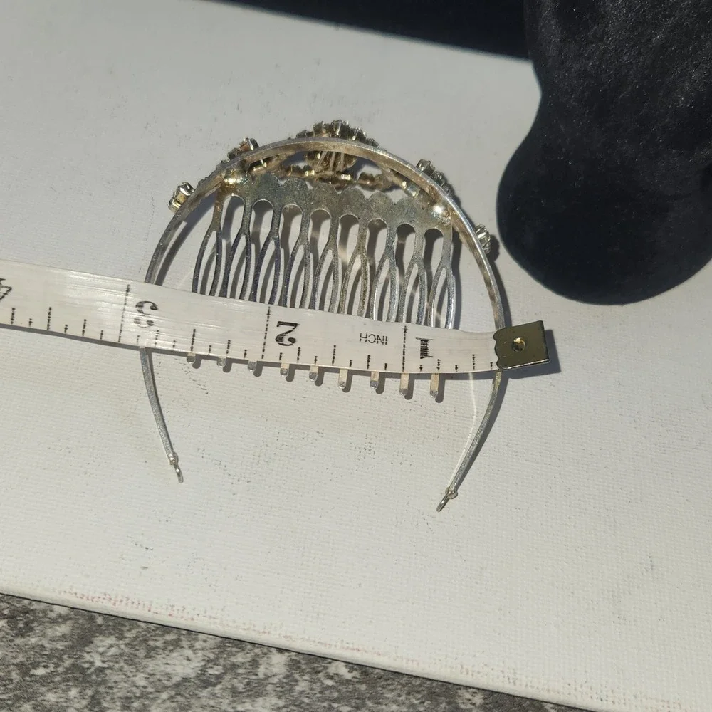 Vintage Rhinestone Tiara Hair Comb Silver Tone Crystal‎ Crown Wedding Pageant